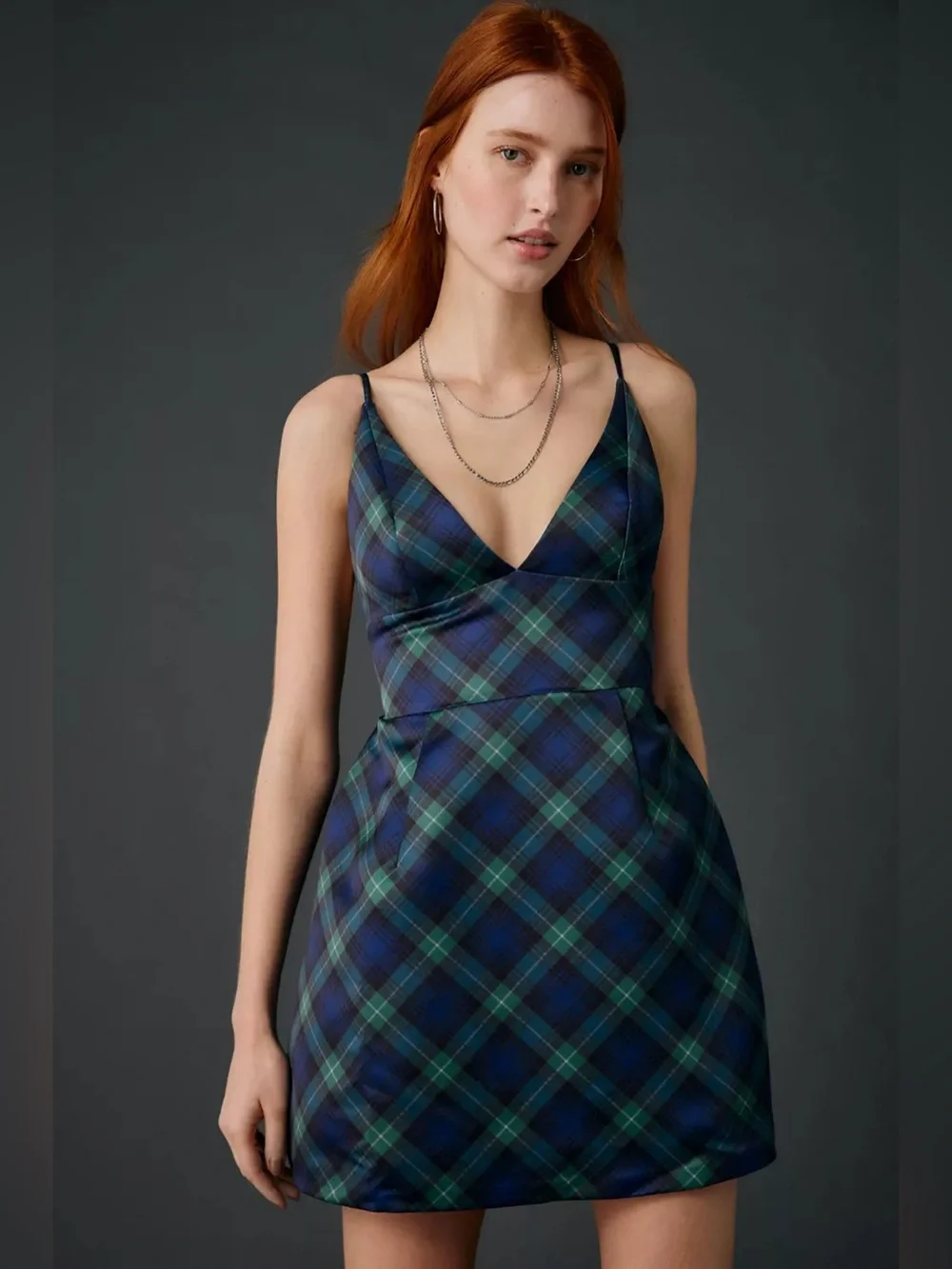 Urban Outfitters | Kimchi Blue Petit Fours Fit-And-Flare Satin Mini Dress Plaid